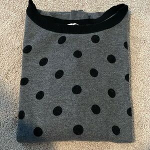 Halogen crew neck sweaterwith black polka dots- size XL petite